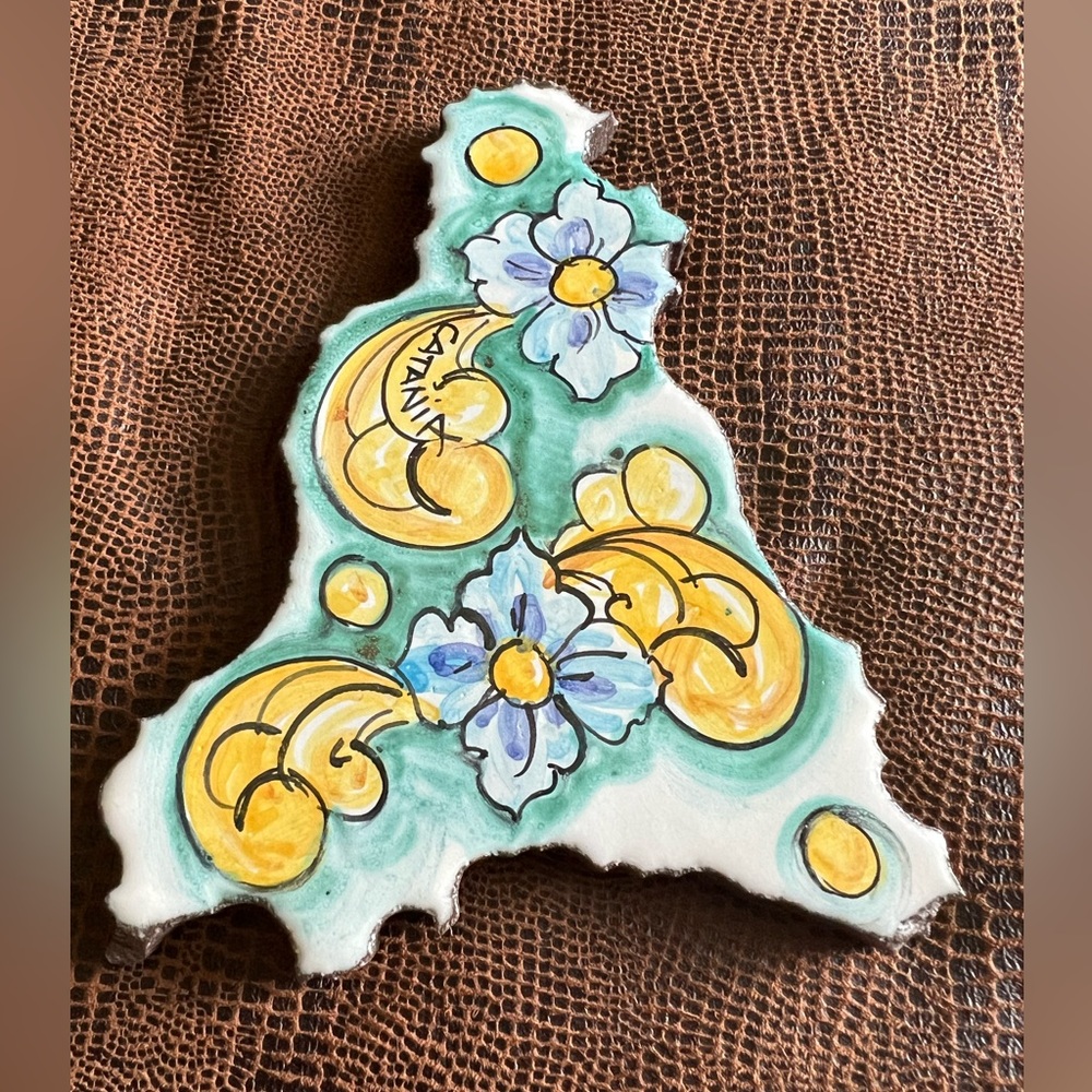 Handcrafted Ceramic Wall Art with Floral Design